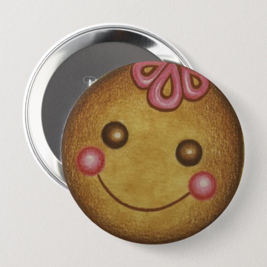 Badge Rond 10 Cm Giant Gingerbread Cookie Button (Devant & derrière)