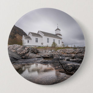Badge Rond 10 Cm Gimsoy Church Lofoten Norvège