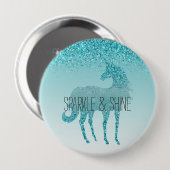 Badge Rond 10 Cm Girly Glitz Aqua Turquoise Parties scintillant Uni (Devant & derrière)
