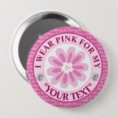 Badge Rond 10 Cm Glitter Flower Breast Cancer Awareness Design (Devant & derrière)