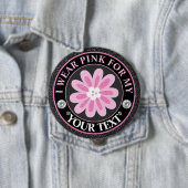 Badge Rond 10 Cm Glitter Flower Breast Cancer Awareness Design (En situation)