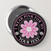 Badge Rond 10 Cm Glitter Flower Breast Cancer Awareness Design (Devant & derrière)