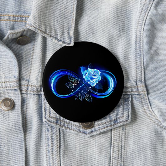 Badge Rond 10 Cm Glowing infinity with blue rose (En situation)