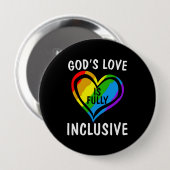 Badge Rond 10 Cm God's Love Is Fully Inclusive Christian gay Pride (Devant & derrière)
