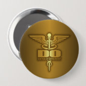 Badge Rond 10 Cm Gold Caduceus (DO) (Devant & derrière)
