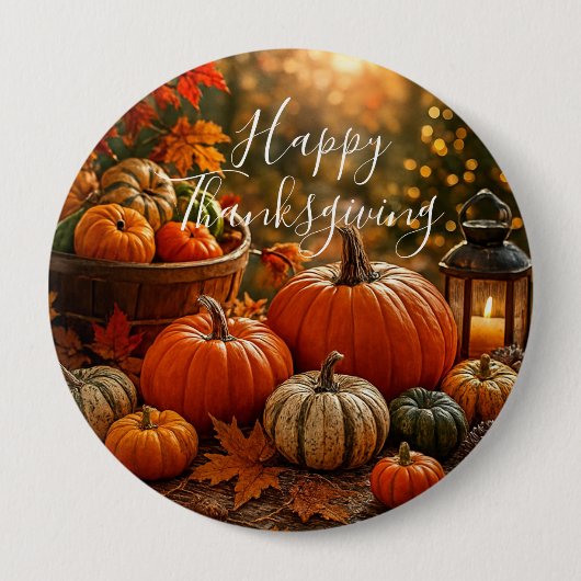 Badge Rond 10 Cm Golden Harvest Thanksgiving  (Devant)