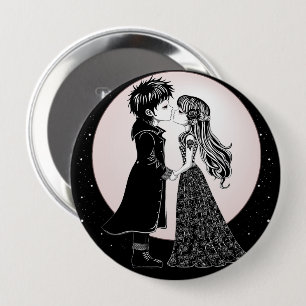 Badge Rond 10 Cm Gothique Emo Enfants Kiss Valentine's Day