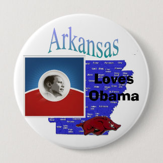 Badge Rond 10 Cm Goupille de l'Arkansas Obama