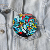 Badge Rond 10 Cm Graffiti de métro urbain (En situation)