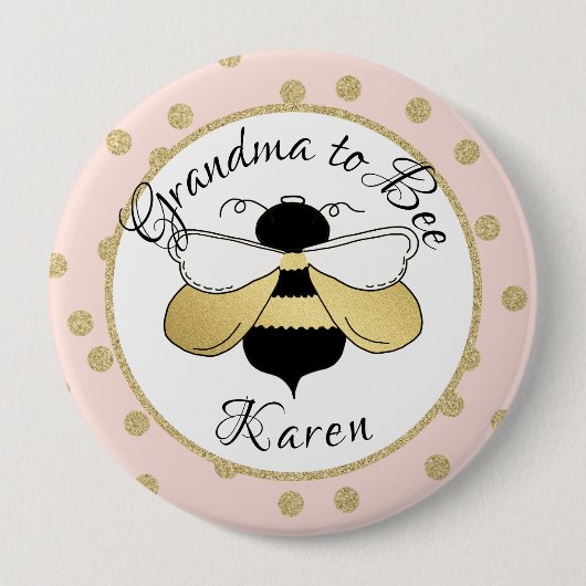 Badge Rond 10 Cm Grand-mère d'être Gold Confetti (Devant)