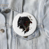 Badge Rond 10 Cm Grand Munsterlander avec faisan (En situation)