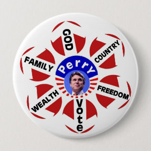 Badge Rond 10 Cm Grand Rick Perry pour le bouton de président