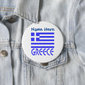 Badge Rond 10 Cm Grèce Pavillon bleu Personnalisation (En situation)
