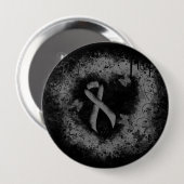 Badge Rond 10 Cm Gris Sensibilisation Ruban Grunge Coeur (Devant & derrière)