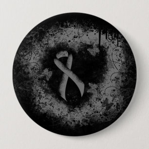 Badge Rond 10 Cm Gris Sensibilisation Ruban Grunge Coeur