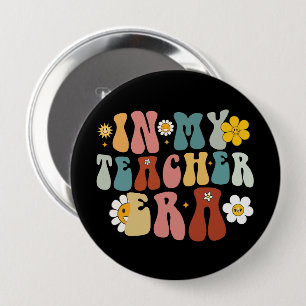 Badge Rond 10 Cm Groovy à l'ère de mon professeur Retour à l'école