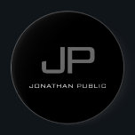 Badge Rond 10 Cm Gros Bouton Lettre initiale Nom du monogramme Noir<br><div class="desc">Monogramme personnalisé Lettre initiale Nom Modèle noir élégant tendance énorme bouton rond.</div>