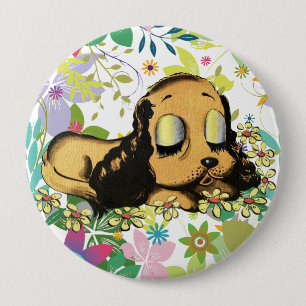 Badge Rond 10 Cm gros oeil dormir Chien Chien Chien Chien Chien Chi