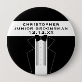 Badge Rond 10 Cm Gros Tuxedo Groomsman Wedding Party Button (Devant)