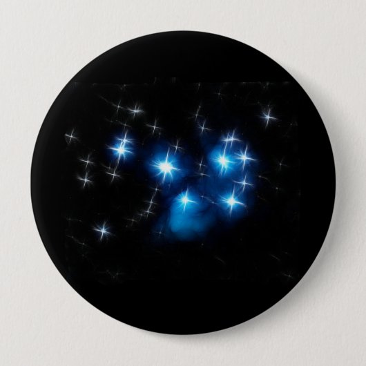 Badge Rond 10 Cm Groupe d'étoile bleue de Pleiades (Devant)