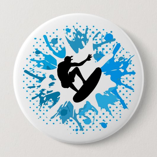 Badge Rond 10 Cm Grunge surfer (Devant)