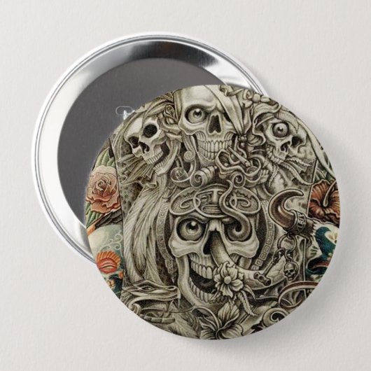 Badge Rond 10 Cm guerre aztèque (Devant & derrière)