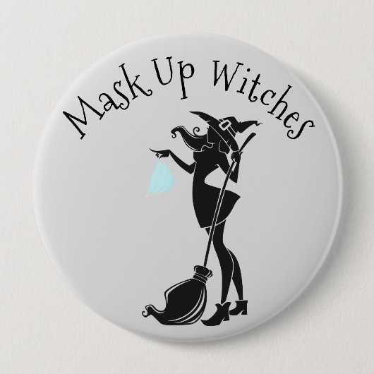 Badge Rond 10 Cm Halloween 2020, masquer les sorcières (Devant)