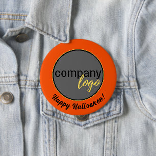 BADGE ROND 10 CM HALLOWEEN ORANGE BLACK BUSINESS LOGO COMPANY