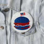 Badge Rond 10 Cm Hamburger 4 juillet Parties scintillant (En situation)