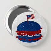 Badge Rond 10 Cm Hamburger 4 juillet Parties scintillant (Devant & derrière)