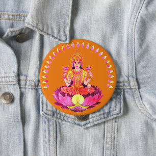 Badge Rond 10 Cm Happy Diwali - Deepalavi Lakshmi Goddess 1
