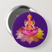 Badge Rond 10 Cm Happy Diwali - Deepalavi Lakshmi Goddess 4 (Devant & derrière)