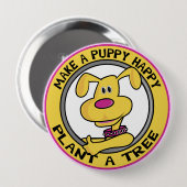 Badge Rond 10 Cm Happy Puppy - (Devant & derrière)