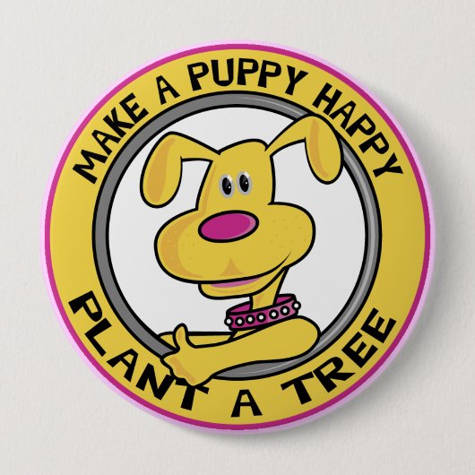 Badge Rond 10 Cm Happy Puppy - (Devant)