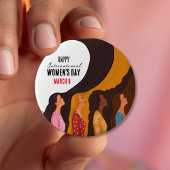 Badge Rond 10 Cm Happy Women's Day Sunset Women Profile Button