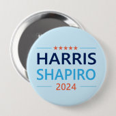 Badge Rond 10 Cm Harris Shapiro 2024 Kamala Harris Democrat (Devant & derrière)