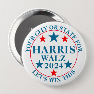 Badge Rond 10 Cm Harris Walz Élection 2024 Personnalisé Politique