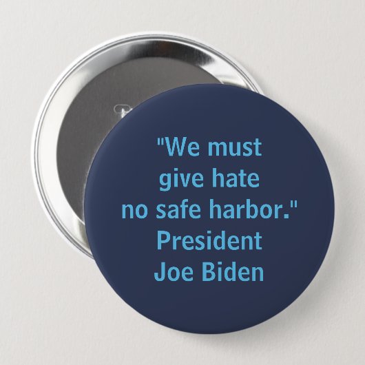 Badge Rond 10 Cm Hate No Safe Harbor - Joe Biden Hommes (Devant & derrière)