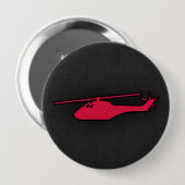 Badge Rond 10 Cm Hélicoptère rouge Crimson (Devant & derrière)