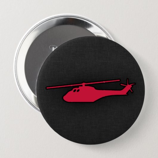 Badge Rond 10 Cm Hélicoptère rouge Crimson (Devant & derrière)