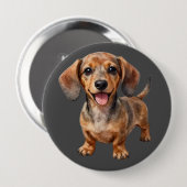 Badge Rond 10 Cm Heureux chiot teckel (Devant & derrière)