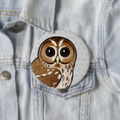 Badge Rond 10 Cm Hibou fauve de Birdorable (En situation)