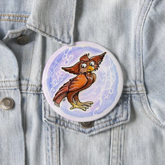 Badge Rond 10 Cm hibou médiéval (En situation)