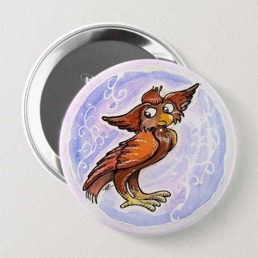 Badge Rond 10 Cm hibou médiéval (Devant & derrière)