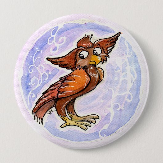 Badge Rond 10 Cm hibou médiéval (Devant)