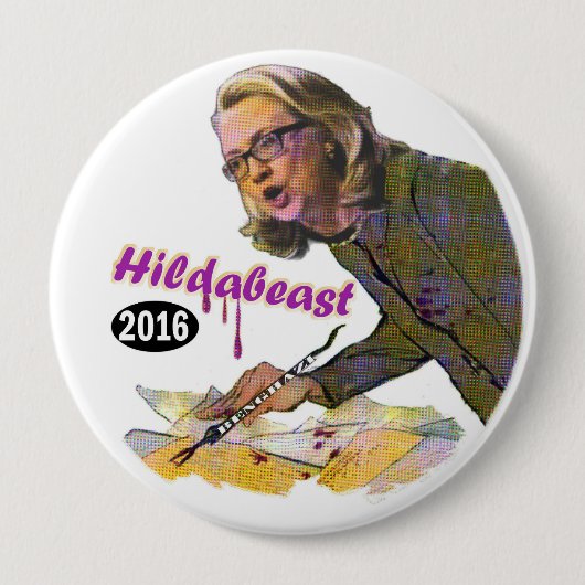 Badge Rond 10 Cm Hildabeast : Hillary Clinton (Devant)