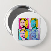 Badge Rond 10 Cm hillary 2016 pop art - - (Devant & derrière)