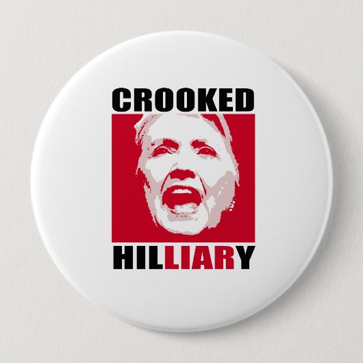 Badge Rond 10 Cm HILLIARY TORDU - - Anti-Hillary - (Devant)
