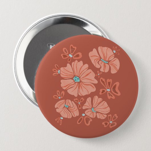 Badge Rond 10 Cm Hippie Blooms : Œuvre d'art abstraite sur le pouvo (Devant & derrière)