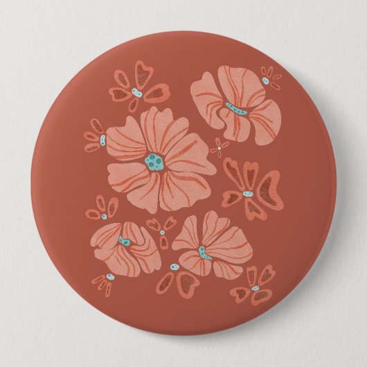 Badge Rond 10 Cm Hippie Blooms : Œuvre d'art abstraite sur le pouvo (Devant)